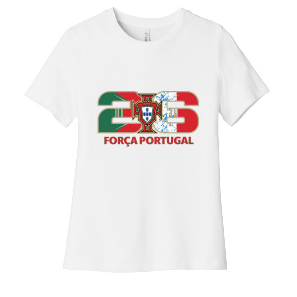 Portugal 26 White Women's Relaxed Jersey Short Sleeve Tee Thumbnail